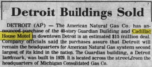 Cadillac House Motel - Dec 1974 Article